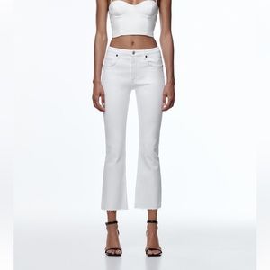 Zara white mid rise flare jeans